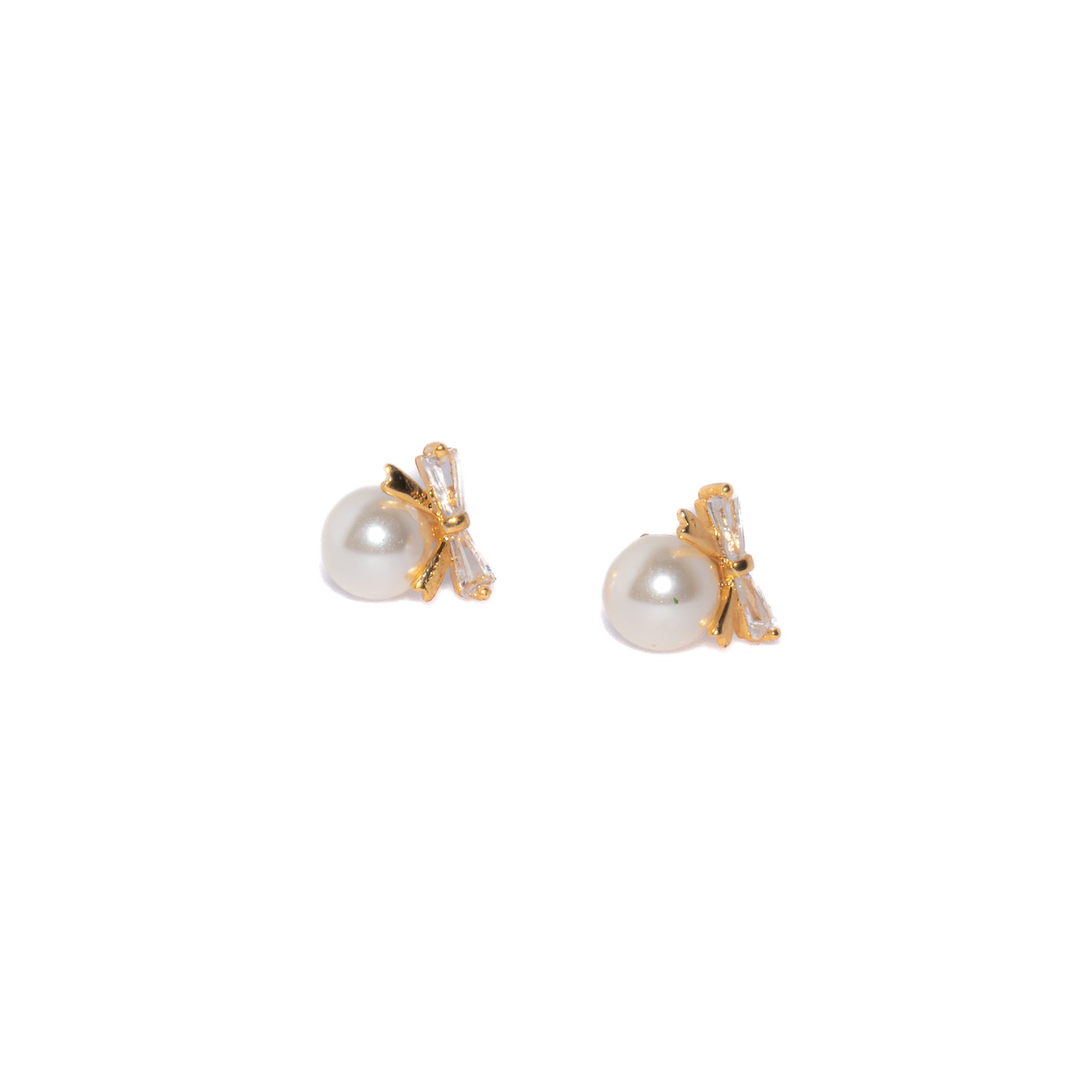 TINY BOW PEARL EARRINGS