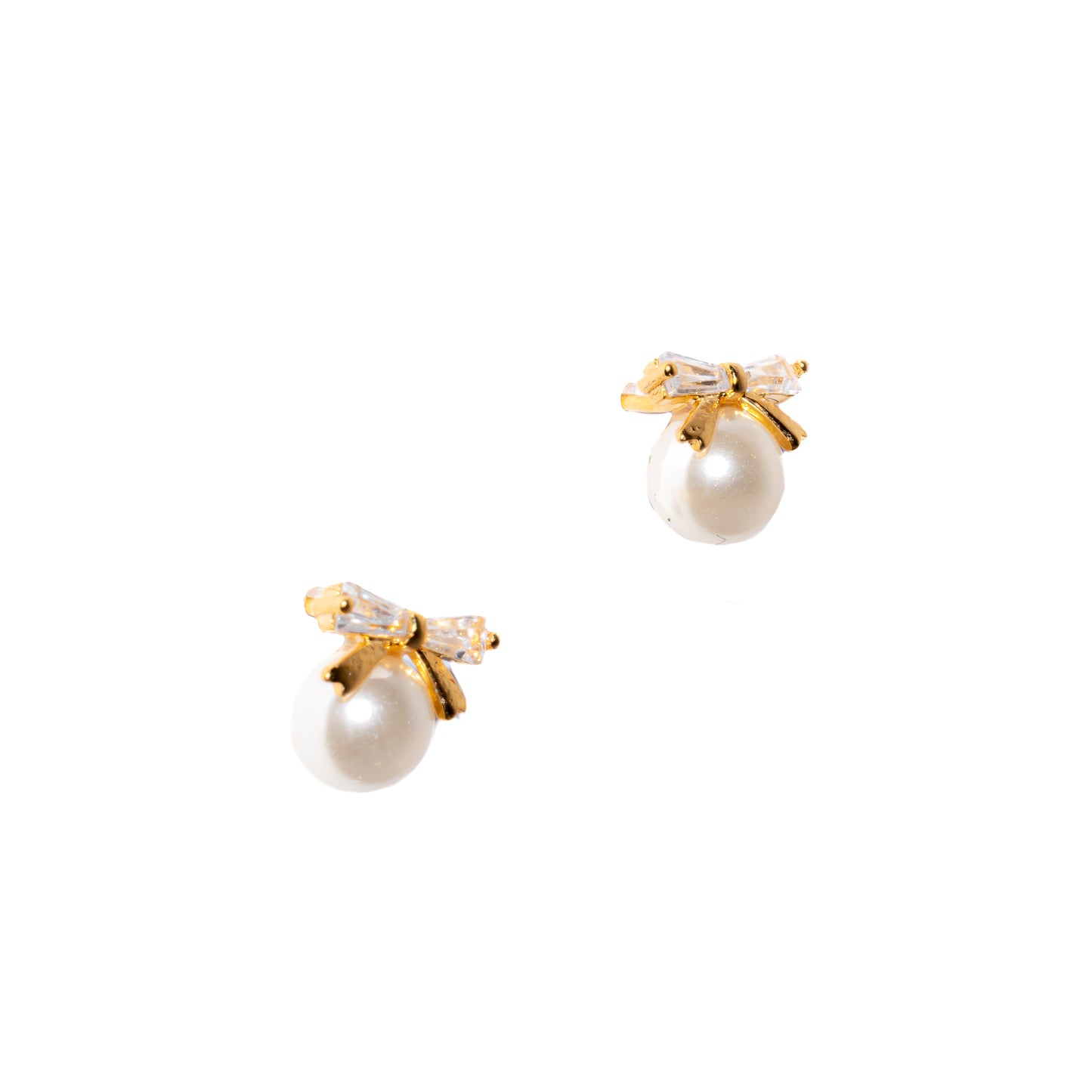 TINY BOW PEARL EARRINGS