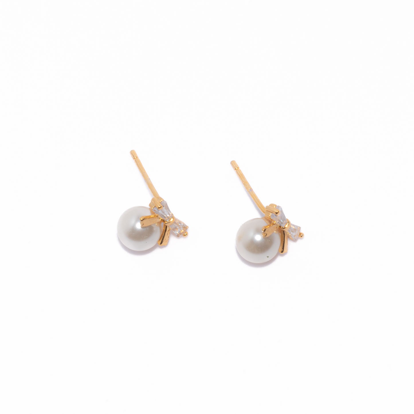 TINY BOW PEARL EARRINGS