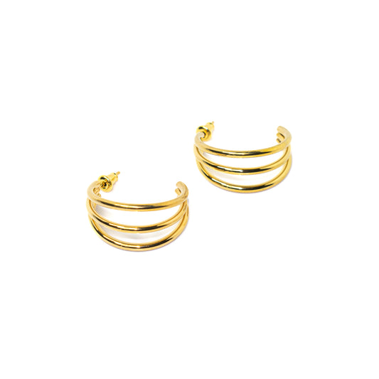 ESSENTIAL SMALL GOLDEN TRIPLE HOOPS