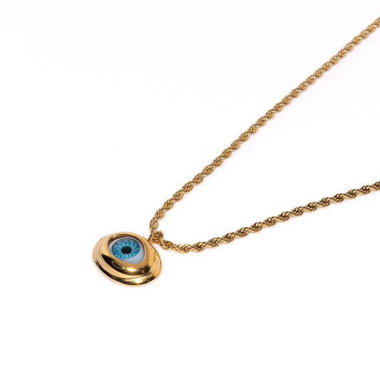 BIG EVIL EYE CURLED NECKLACE